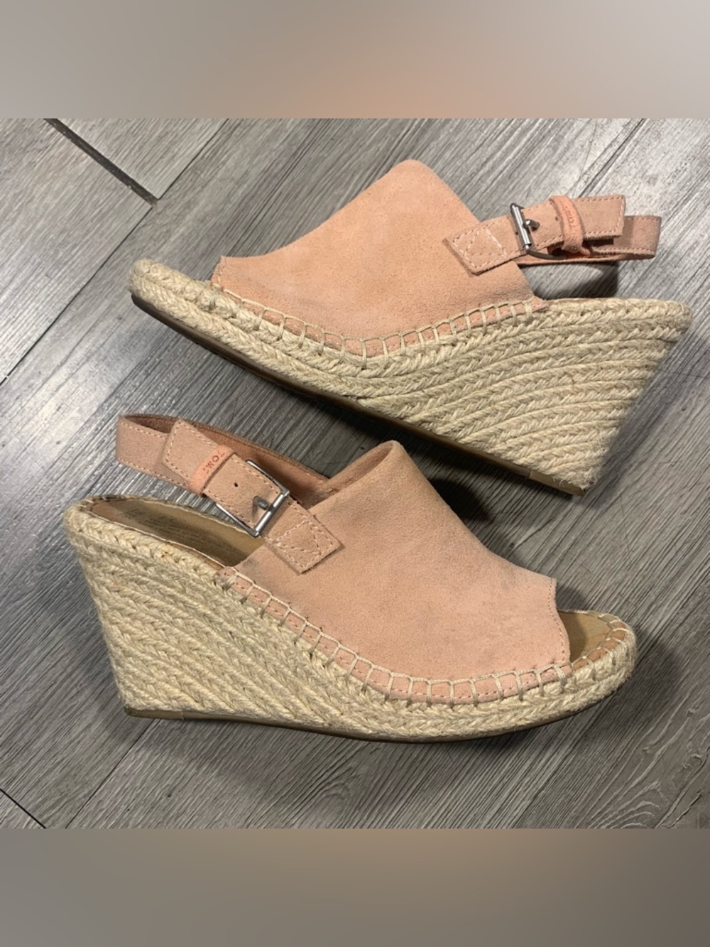 TOMS Monica Slingback Wedge Mauve Suede Espadrille Sandals size 6.5